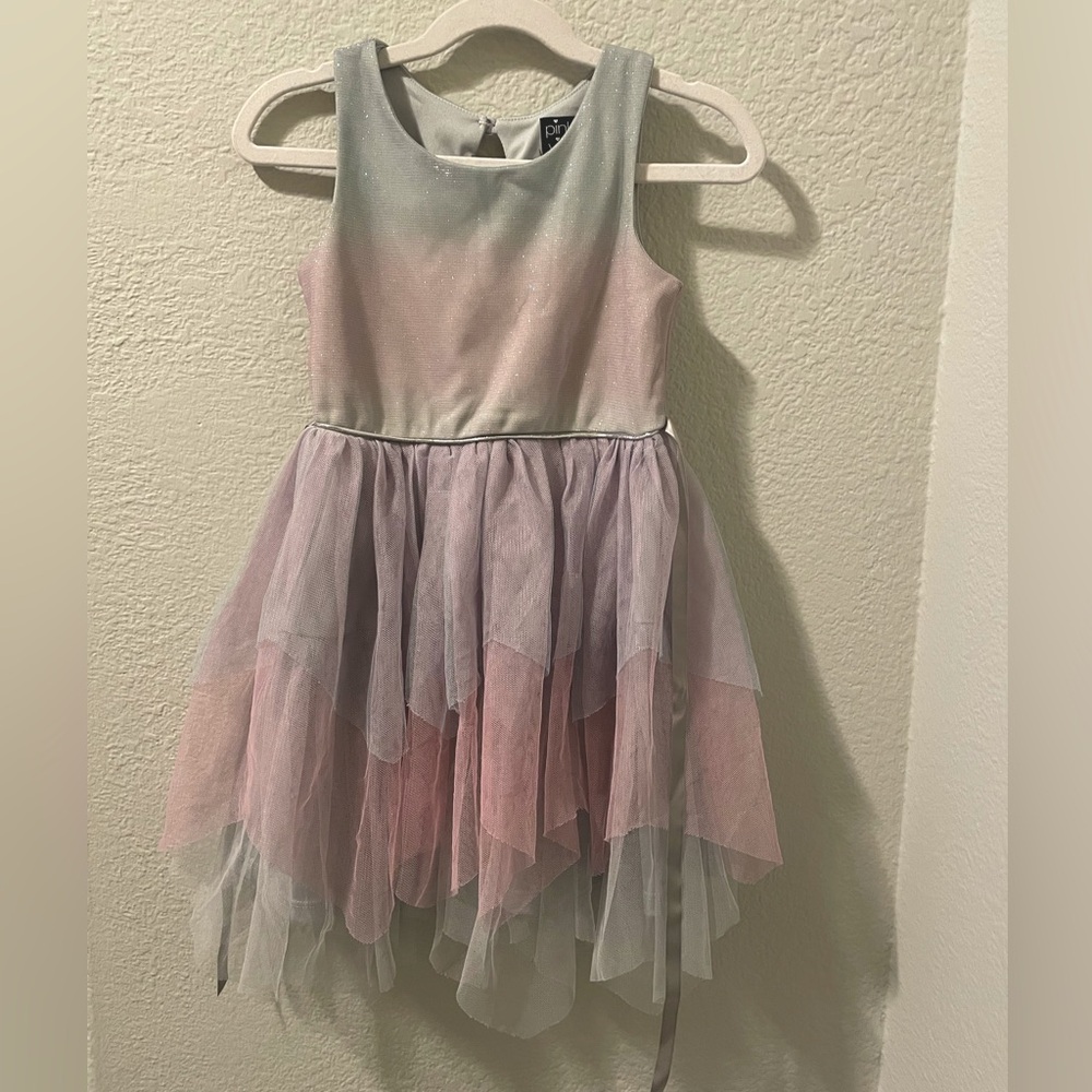 Pink & Violet Rainbow Tulle Dress, Sz 5